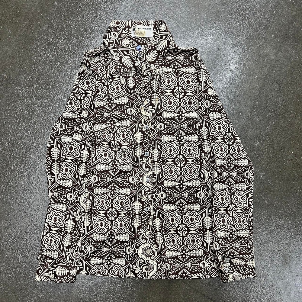 Vintage Queen Casuals Sheer Printed Size Small Button Up Blouse